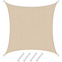 Uv Sonnensegel 3x3 m hdpe Quadrat Sonnenschutz Überdachung Garten Balkon Beige