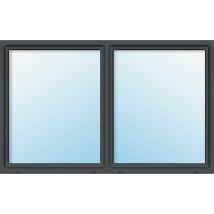 Uw 0,86 Fenêtre PVC, triple vitrage, blanc/titane, 2 vantaux á battue, largeur 160 cm, hauteur 135 cm
