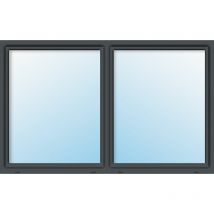 Uw 0,86 Fenêtre PVC, triple vitrage, blanc/titane, 2 vantaux á meneau, largeur 150 cm, hauteur 120 cm