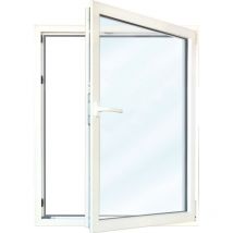 Uw 0,86 finestra pvc, ad anta ribalta, larghezza 120 cm, altezza 120 cm, triplo vetro, bianco/bianco, destra, dimensioni varie - bianco