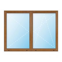 Meeth - Uw 0,86 finestra pvc, 2 ante con battuta et a ribalta, largeur 140 cm, hauteur 100 cm, bianco/golden oak, dimensioni varie