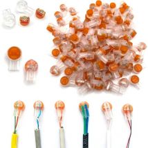 UY2 K2 Lot de 100 connecteurs de câble réseau idc étanches remplis de gel, double lame résistant à l'humidité pour connexions de fils à faible courant