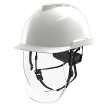 MSA V-Gard 950 Safety Helmet with Fas-Trac III Harness and Integrated Visor, Whi