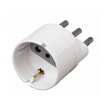 Adapter mit 16A 2P+E Stecker und 10A 2P+E Steckdose + Schuko Weiß