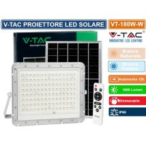 Vtac - V-tac Faro Led Con Telecomando E Pannello Solare 30w 6400k Ip65