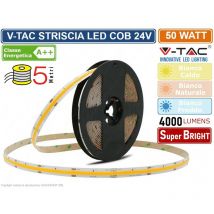 V-tac - VT-COB-280 striscia led cob monocolore 10W/M 24V - bobina da 5 metri - sku 2652 / 2653 / 2654 - Colore Luce: Bianco Freddo