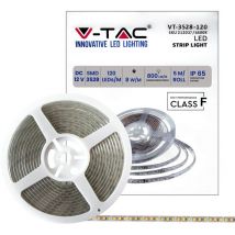 V-TAC VT-3528 12V led streifen strip SMD3582 5M 8W/M 120LED/M 100LM/W kaltweiß 6500K IP65 - SKU 212037