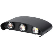 V-tac - 6w Led Wandleuchte Doppelstrahl Schwarz Gehäuse Warmweiß Ip65