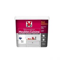 Rénovation Meubles Cuisine (Bois vernis-Mélaminés-Stratifiés) Satin Blanc 0,75 l - V33