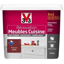 Rénovation Meubles Cuisine (Bois vernis-Mélaminés-Stratifiés) Satin Piment 0,75 l - V33