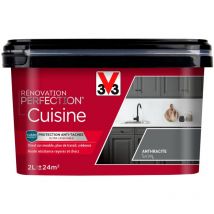 Peinture cuisine Rénovation perfection V33 Gris anthracite satin 2L - Gris Anthracite