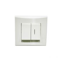 Alternative Elec - Va et vient + v&v lumineux blanc 10A 250V balisage connexion auto fixation vis / griffes avec plaque AE52004-P