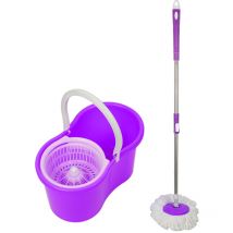 Sifree - Vadrouille Rotative Balai Serpillere Rotatif Balai Hauteur Reglable en Acier Inoxydable(Pourpre)