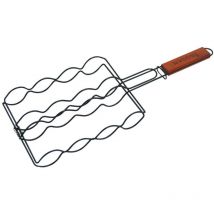 Vaggan - Double Sided Grill Grate With Wooden Handle For Easy Turning