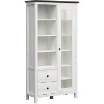 Petits-meubles - Vaisselier 1 porte 2 tiroirs avec led Duck Blanc et Bois foncé