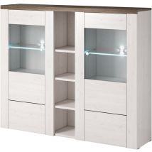 Petits-meubles - Vaisselier 2 portes avec led Amaury Bois Blanc