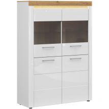 Petits-meubles - Vaisselier 4 portes avec led Nara Blanc et Bois