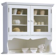 Beaux Meubles Pas Chers - Haut de Vaisselier Blanc 2 Portes Vitrées 3 Niches Style Charme Largeur 98 cm
