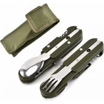 Aougo - Vaisselle de camping en acier inoxydable 5 en 1,Outils de camping en plein air,Vaisselle pliante,multifonctionnelleVaisselle de voyage