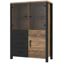 Vajillero 3 puertas 3 cajones Lyam Madera y Negro