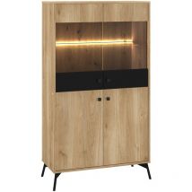 Vajillero 4 puertas con led Elara Madera y Negro