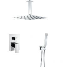 Ducha empotrada monomando techo cuadrada cromado serie tajo - 30cm - Valaz