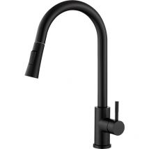 Valaz - Grifo de cocina negro mate monomando extraíble serie Parana