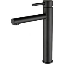 Valaz - Grifo de lavabo alto pica monomando redondo caño recto negro serie Palancia