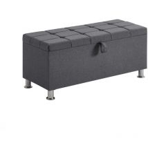 Valencia Storage Ottoman Bench Bedding Blanket Box Hallway Bedroom Chest, Dark Grey Linen