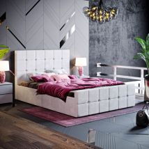 Home Discount - Valentina 4ft6 Double Modern Fabric Ottoman Bed Frame, 135 x 190 cm, Light-Grey-Velvet