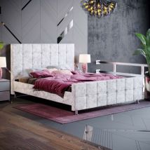 Home Discount - Valentina 5ft King Size Fabric Bed Frame, Crushed Velvet Silver, 200 x 150 cm