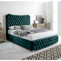 Valentino Ocean Marble Fabric Diamante Buttons Single Bed Frame