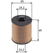 Ölfilter für Peugeot 207 – Innendurchmesser 24 mm – Höhe 69 mm – Außendurchmesser 65 mm – Valeo