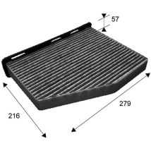 Aktivkohle-Innenraumfilter für Audi A3 2003-2008 – 279mm x 216mm x 57mm – 698801 – VALEO