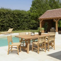 Valeria - Lot n°16 Salon de jardin teck recyclé rotin synthétique 6 pers.