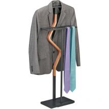 Relaxdays - Valet de chambre, mdf et acier, porte-vêtements, HxLxP : 107x47,5x20 cm, chemises, costume, anthracite/nature