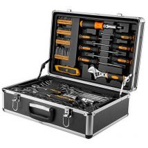 Deko - Valise coffret 3 plateaux douilles de 4 à 32 mm, cliquets 1/4 et 1/2 cles mixtes