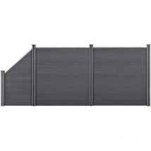 Neu.holz - Valla de jardín de wpc - Pantalla de privacidad - 183 x 451 cm - Gris [ ]