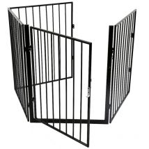 Valla de seguridad, valla para mascotas, 4 piezas, 240×2.5×75cm, negro