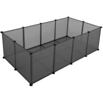 Feandrea - Valla para Animales Pequeños, Parque para Mascotas, Jaula Modular de Plástico, para Conejitos, Hámsteres, Cobayas, Gris - Gris