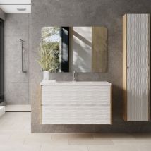 Valman - dune Conjunto Mueble de Baño Completo 2 Cajones Blanco Mate - Medida: 100 cm - Medida: 100 cm - ref: 2DUX2C100PEBA