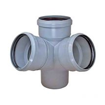 Hted Eckdoppelabzweig, 67 Grad, 3x Steckmuffe, dn 100/100/100 (m/l/r) - Valsir