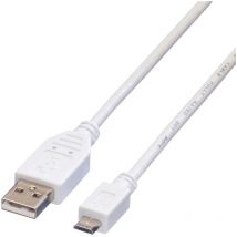 Value USB-Kabel usb 2.0 usb-a Stecker, USB-Micro-B Stecker 0.15 m Weiß Geschirmt 11.99.8751