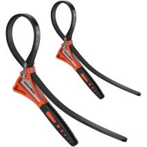 2-tlg. Bandschlüssel Set Gummi Rohrzange 460mm&630mm verstellbares Ölfilter Bandschlüssel Set, Universal Ölfilterschlüssel für Flasche, Spülbecke,