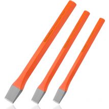 Valuemax - Jeu de 3 Burins Ciseaux à Froid pour Maçonnerie et Béton - Burins Plats en Acier Chrome Vanadium 16 x 170, 12 x 150, 10 x 140 mm