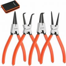 Valuemax - Jeu de 4 Pinces à Circlips, Pince pour Circlip Interne et Externe avec Sac, Longueur 180mm, Taille de la Pointe 1,6 mm
