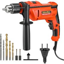 Valuemax - Perceuse à Percussion Filaire 900w, 2 Modes Perceuse et Marteau, Mandrin de 13 mm à Vitesse Variable, Perforateur Electrique avec 3 Forets