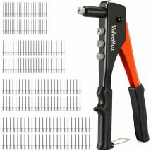 Valuemax - Pince à Rivets 4 en 1 avec 200 Rivets, 4 Têtes Remplaçables 2,4mm-3,2mm-4,0mm-4,8mm, Riveteuse Compacte pour Métal, Plastique, Bois