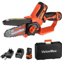 Valuemax - Tronçonneuse Electrique sans Fil 12V, Scie Electrique à Main de 4 ''/10 cm avec Guide-Chaîne, Tronçonneuse avec Batterie Rechargeable pour