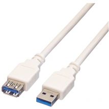 Value - Cavo usb usb 3.2 Gen1 (usb 3.0) Spina usb-a, Presa usb-a 0.80 m Bianco Schermato 11.99.8977